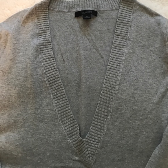 Express Sweaters - Express Gray V-Neck Sweater